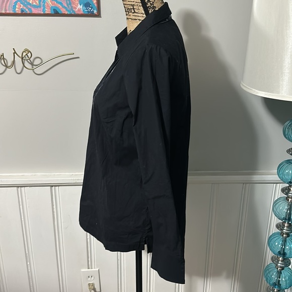 NWT Vineyard Vines Velvet Trim Popover Blouse Jet Black - Picture 4 of 8